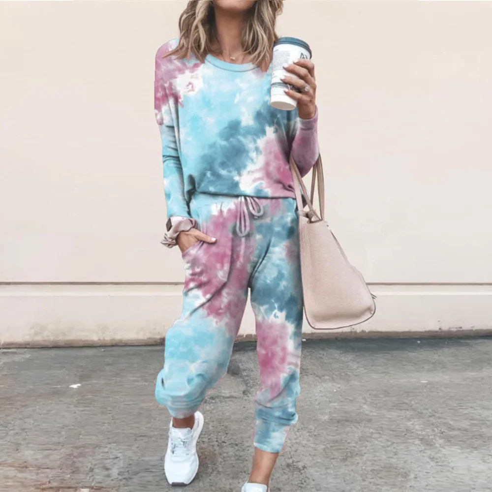 

High quality long-sleeved women's printed casual home wear autumn and winter street photography fashion women's hoodie suit