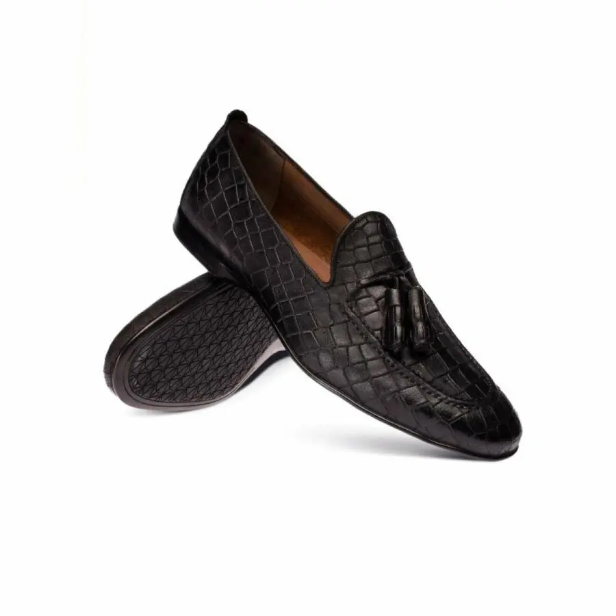 

Men Shoes Deery, Genuine Leather Black Crocodile Men'S Loafer
