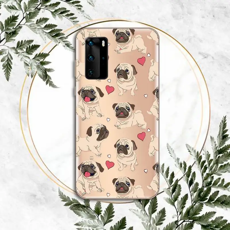 

Pug Dog Phone Case Clear Transparent for huawei honor P 40 30 20 lite Pro 10 i 8 9 x p smart 2019