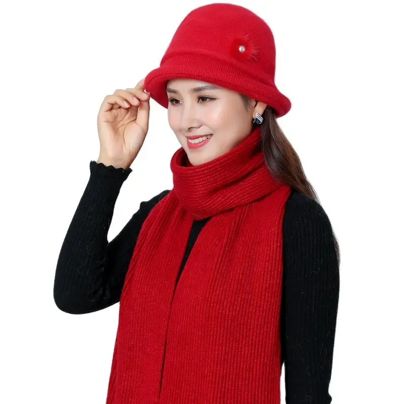 

New Women Rabbit Fur Winter Warm Thick Bucket Hats Casual Panama Knitted Hat Dome Solid Color Bob Femininas Gorras Felt hat