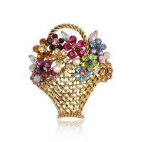 flower basket brooch colorful brooches for women design fashion jewelry coat accessories
