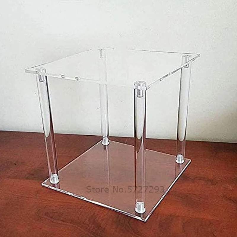 300x300mm Clear Desktop Not Tall Acrylic Wedding Flower Vases Square Props Event Decorative Stand Backdrop Frame Column Pillar