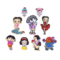 100pcslot cartoon character girl embroidery patch clothing decoration sewing accessories craft diy iron heat transfer applique