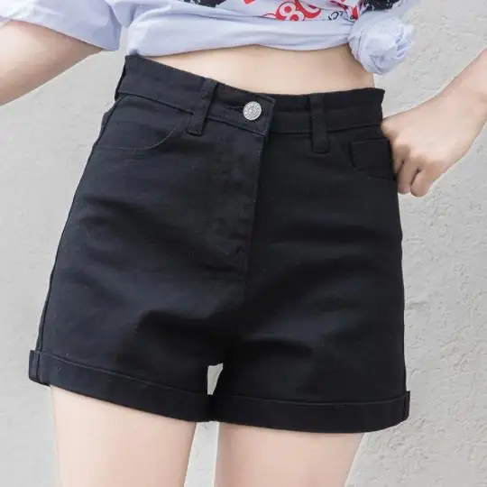 Женские джинсовые шорты с завышенной талией в стиле Харадзюку Новинка лета 2019