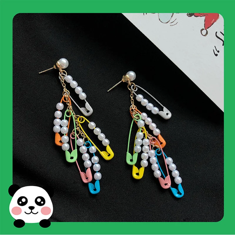 2019 модные Цветной Pin кисточкой свисающие серьги для женщин девочек классные