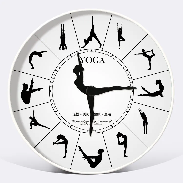 White Wall Clock Wood Metal Silent Yoga Classroom Dance Gym Living Room Promotion | Дом и сад