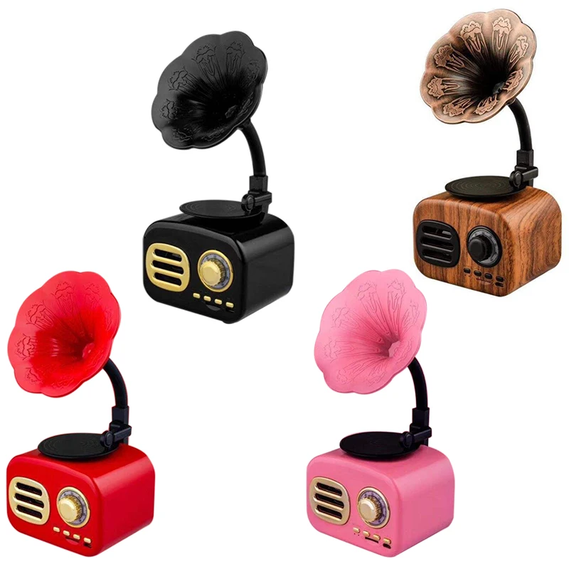 Retro Phonograph Wireless Handsfree FM Radio Loudspeaker Subwoofer Bluetooth Speakers Wood | Электроника