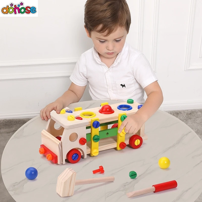 Детские игрушки деревянный автобус гайка инструмент для разборки Обучающие
