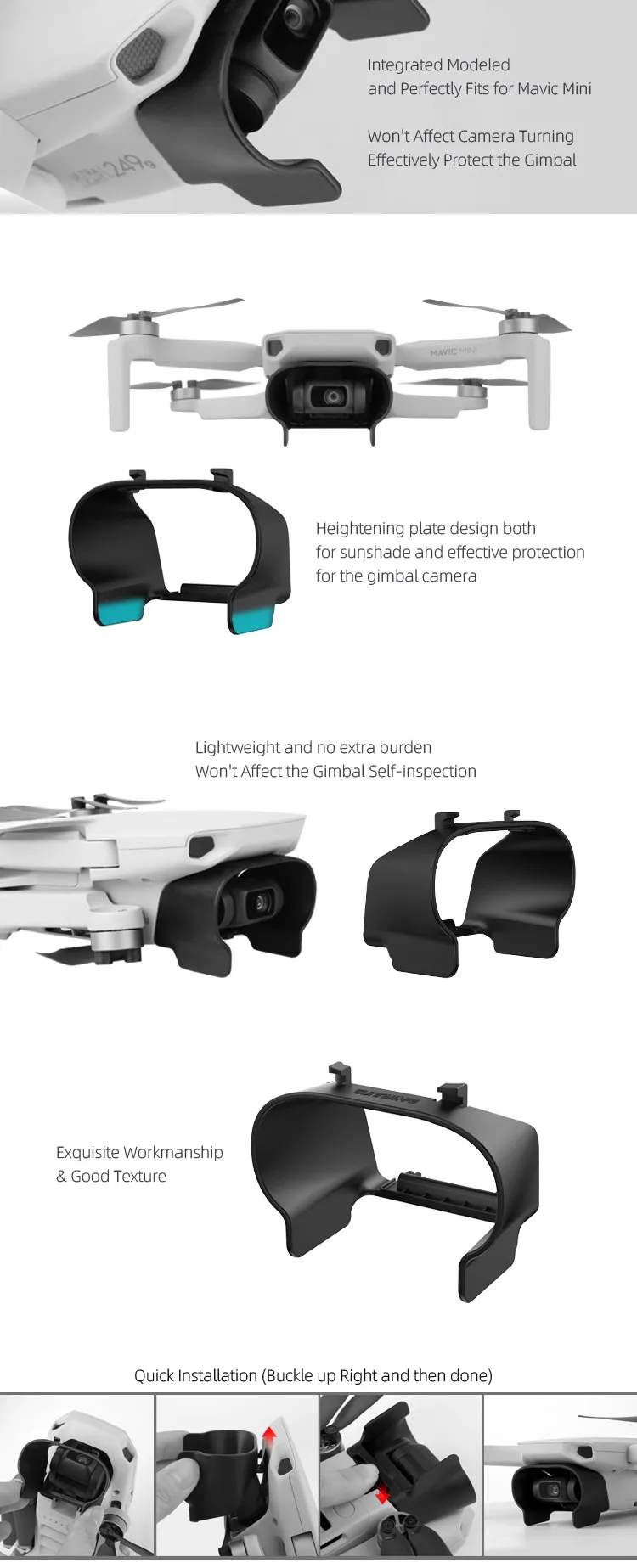 Sunnylife бленда объектива Антибликовая крышка объектива Gimbal Защитная крышка Солнцезащитный козырек для Mavic Mini