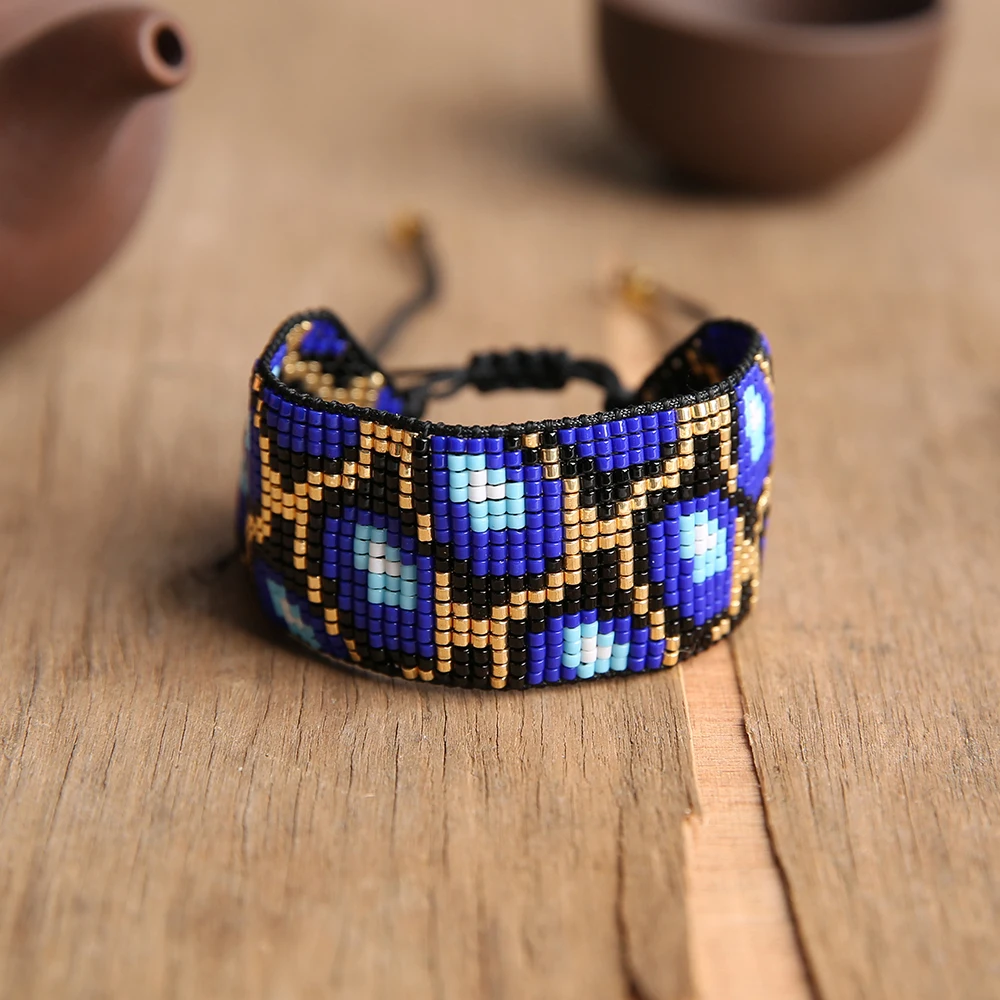 Женский Браслет-манжета Rttooas голубой браслет с черепаховым узором MIYUKI модные