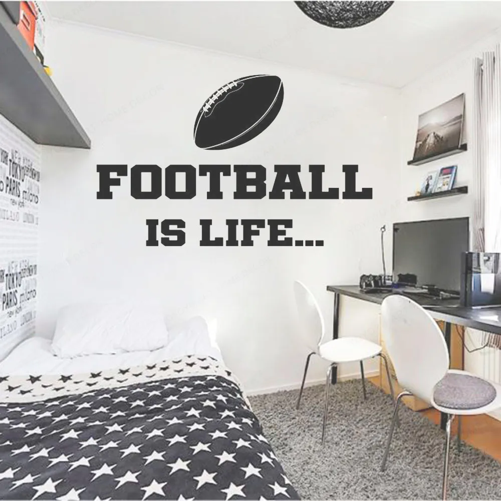 

Football stickers wall art sports quotes wall decal nterior home decor children Bedoom decoration removable art wall vinylHL244
