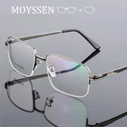 Большие квадратные бизнес мужские очки по рецепту, сверхлегкие очки из титанового сплава с полуоправой для близорукости, очки для пресбиопии для мужчин