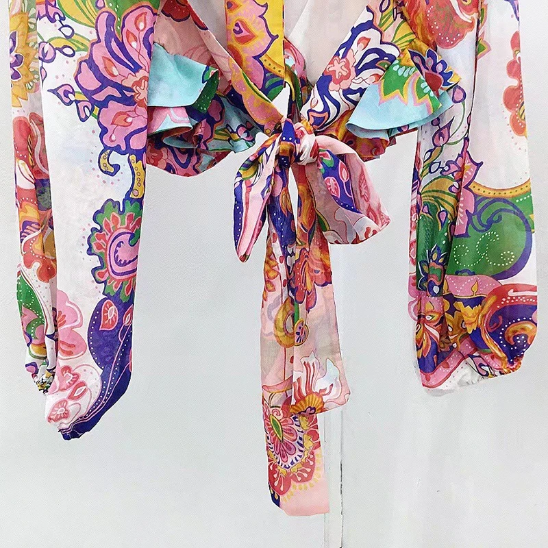 

Women Print Blouse And Tops Summer Long Sleeve Brand Blouse 2021 Sexy Fashion Backless Blouse Shirts