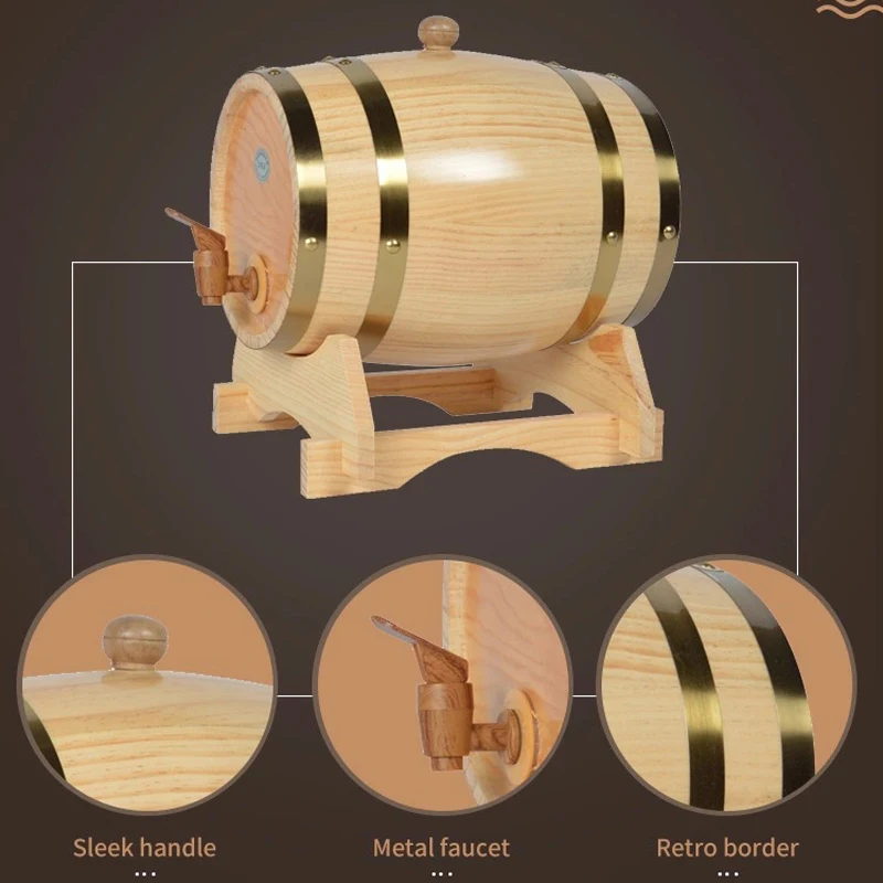 

1.5/3L Wooden wine barrel Oak Beer Brewing Equipment Mini Keg Toast Flavor For Wine & Brandy Provide The Flavor Of Oak Barrel