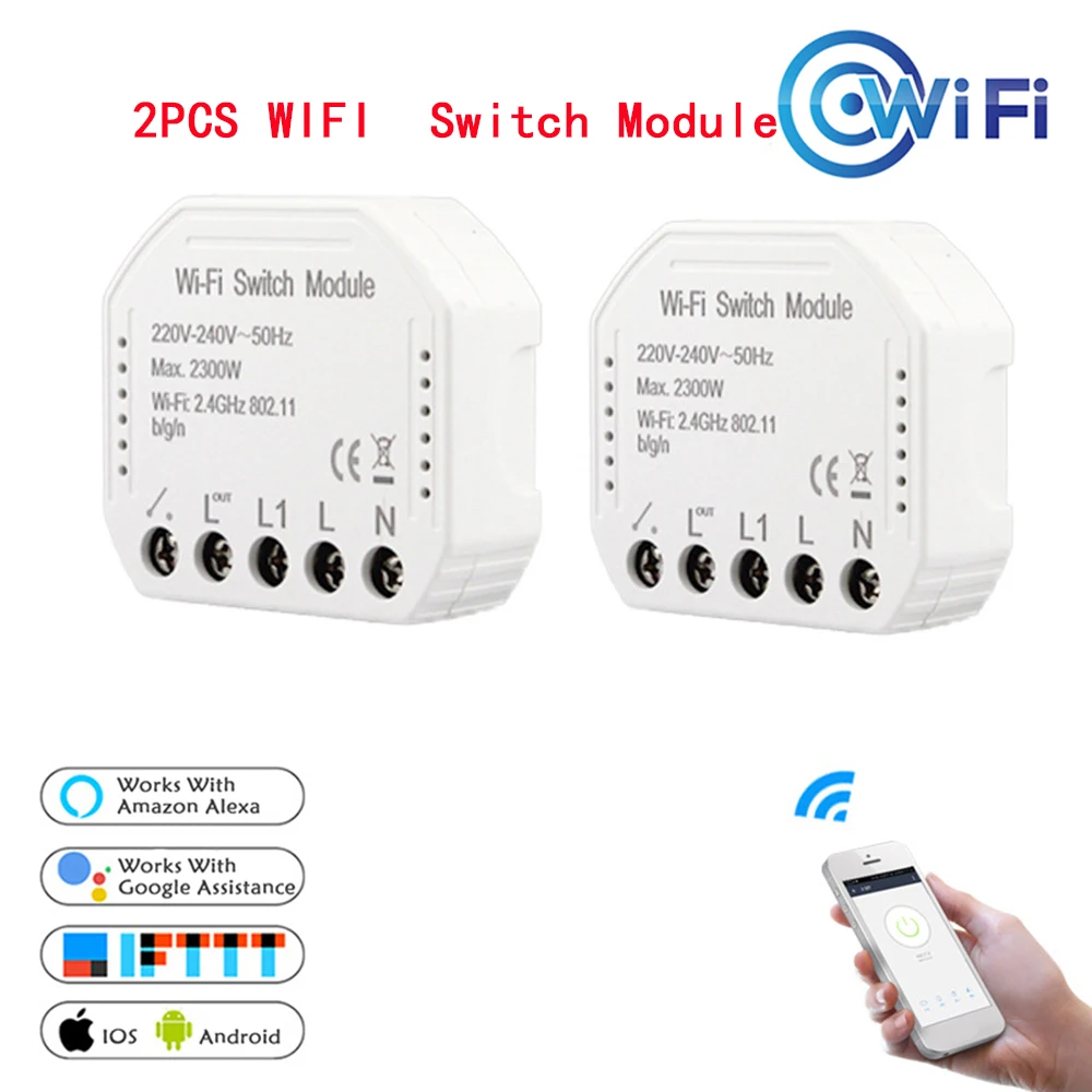 Набор4 2 шт. умный Wi-Fi светодиодный диммер умный режим/приложение Tuya пульт дистанционного управления 1/2 переключатель, работает с Alexa Echo Google Home - Комплект: Набор4