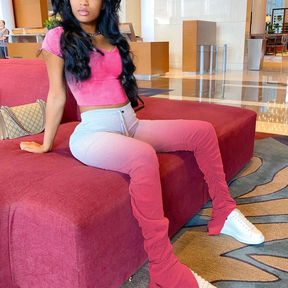 Новинка Женский комплект высокая талия спортивные штаны женские джоггеры