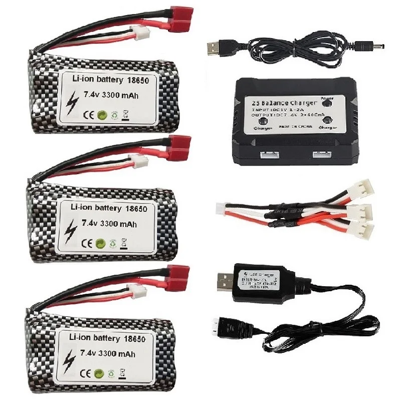 Аккумулятор lipo 7 4 2S для радиоуправляемых машинок 3300 в 18650 мАч запасные части Q46 Wltoys