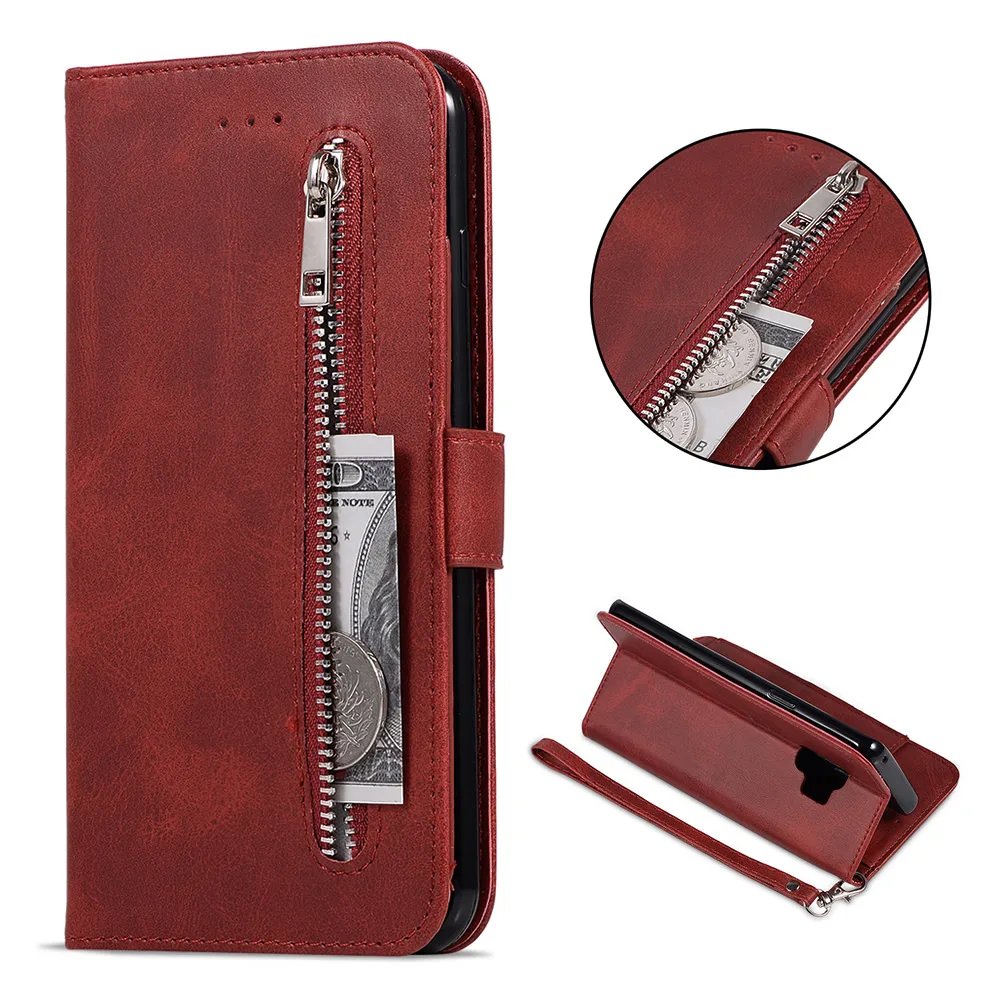 LAPOPNUT Магнитный кожаный чехол бумажник на молнии с пряжкой для Samsung Galaxy J6 Plus J5 J4 J3 A8