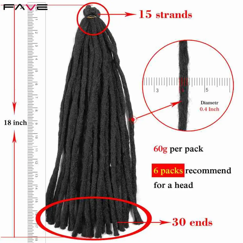 FAVE синтетические волокна дреды натуральный черный наращивание волос для афро