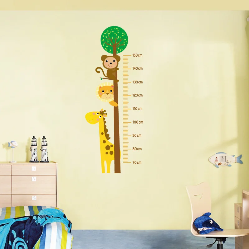 DIY лесные животные деревья высота Настенная Наклейка Декор скандинавский Ins дети