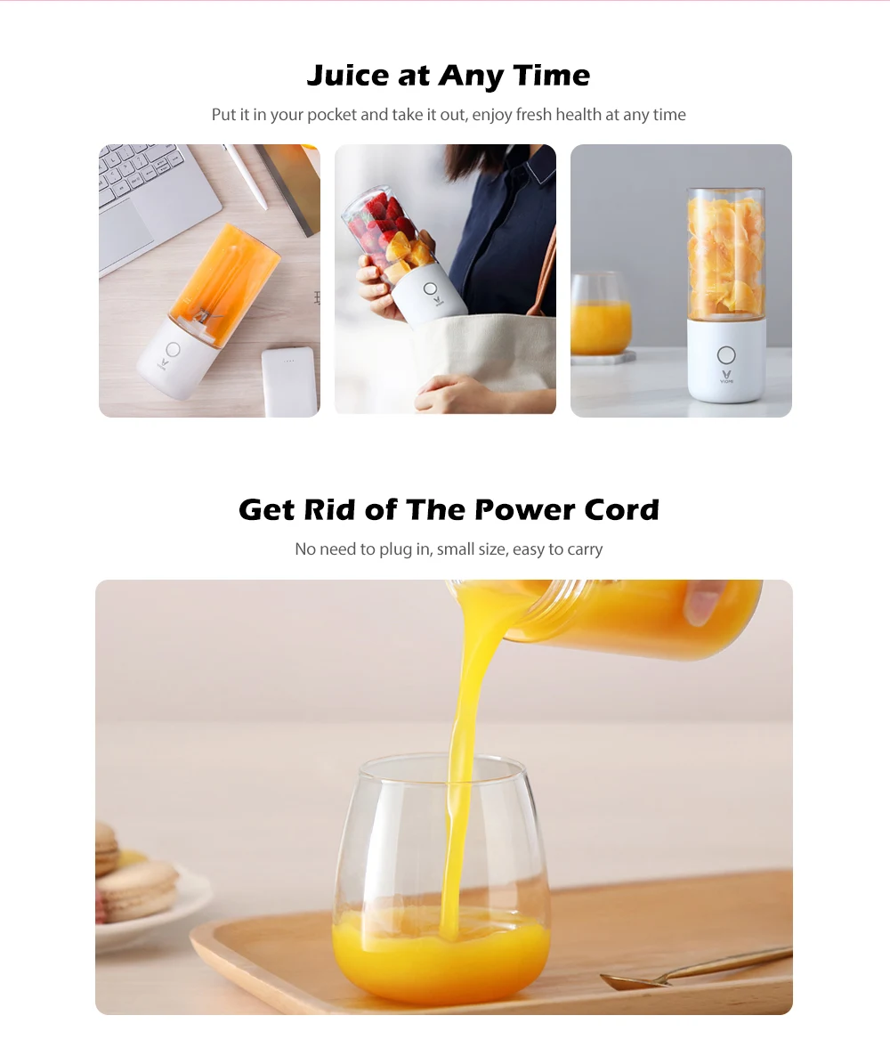 Портативный блендер 350 мл электрическая соковыжималка беспроводная