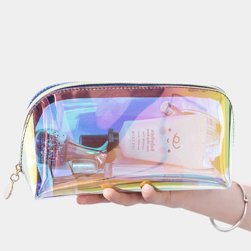 

2021 new Korean TPU laser cosmetic brush storage colorful cosmetic bag storage large capacity convenient to carry cosmetic bag