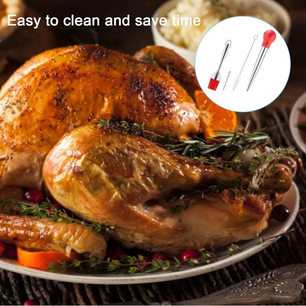 Набор для чистки индейки с силиконовой лампой кухонный шприц из нержавеющей
