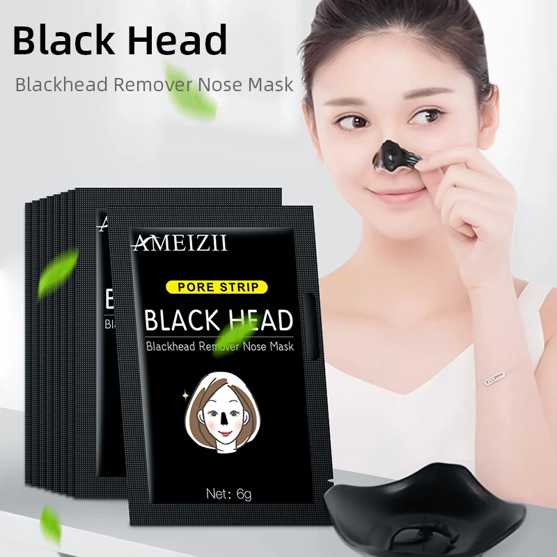 10PCS Bamboo Charcoal Blackhead Remove Facial Masks Deep Cleaning Purifying Peel Off Black Facail Face | Красота и здоровье