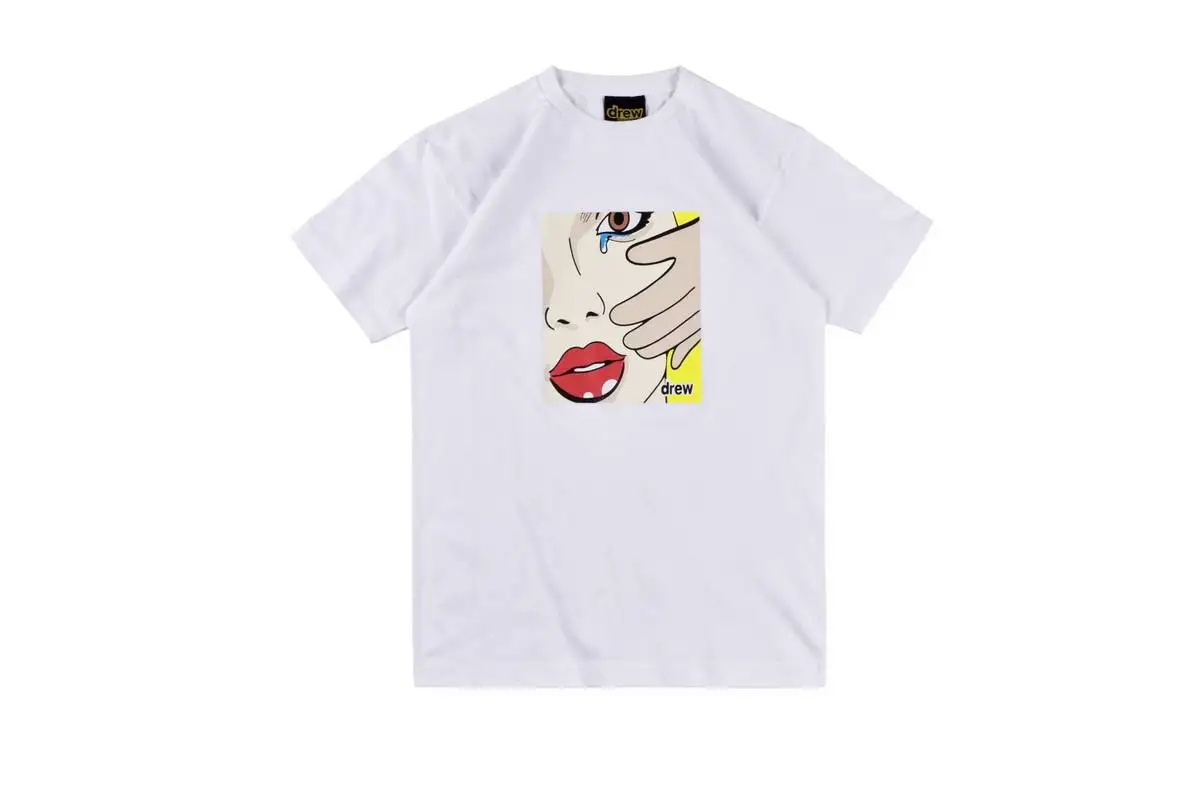 19ss drew house футболки для мужчин и женщин модный стиль drew Футболки Уличная Хип-хоп jusin bieber футболка для влюбленных drew house
