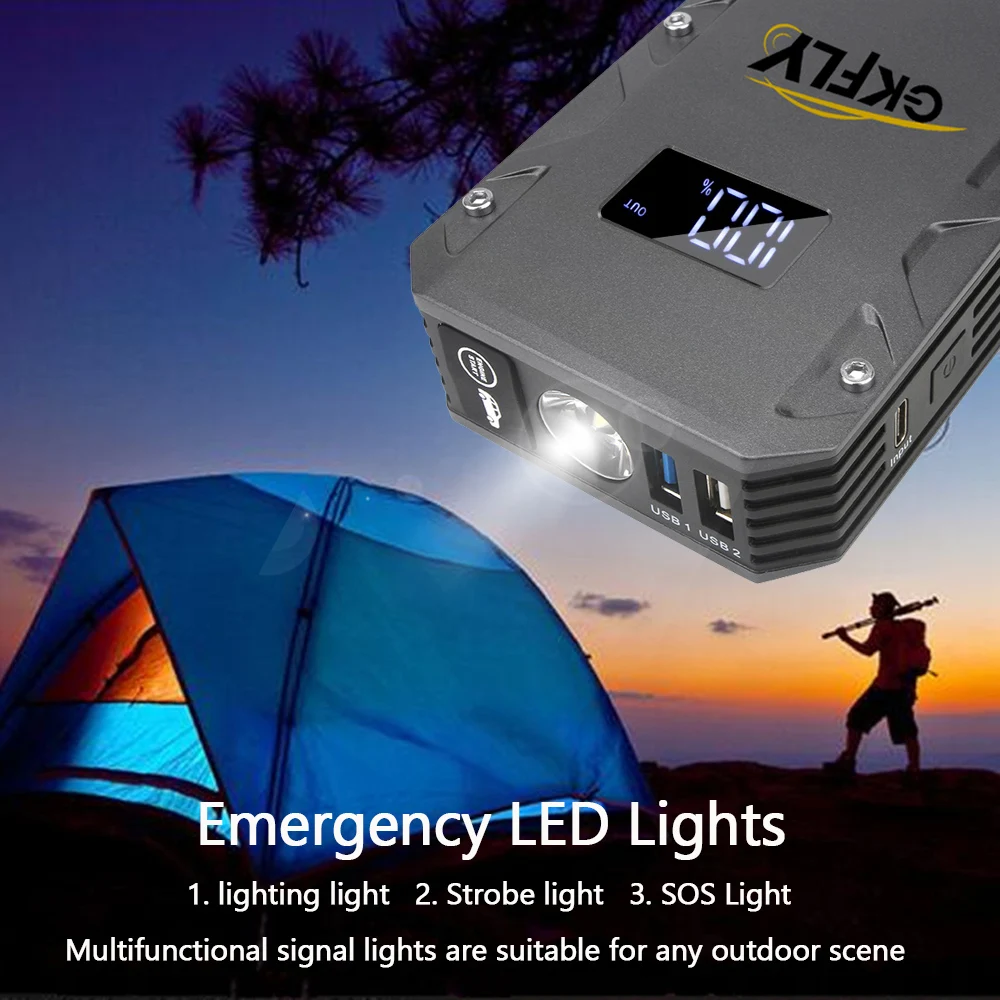emergency high power 2000a car jump starter starting device cable 12v booster portable power bank car starter for petrol diesel free global shipping