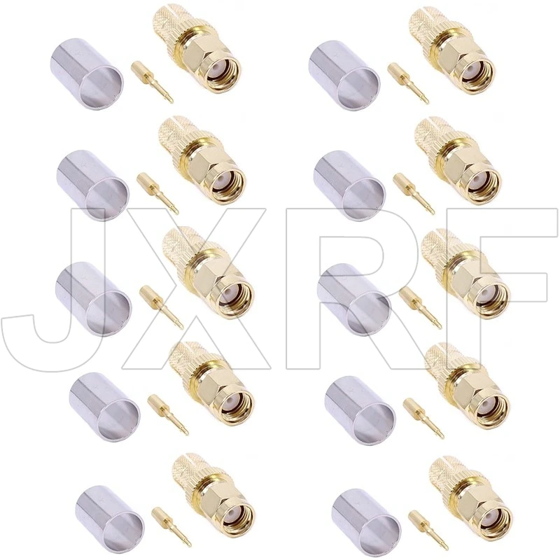 

JX 10pcs RF connector SMA Crimp male Plug staight connector for RG5 RG6 5D-FB 50-5 LMR300/KSR300 Coaxial RF cable fast ship