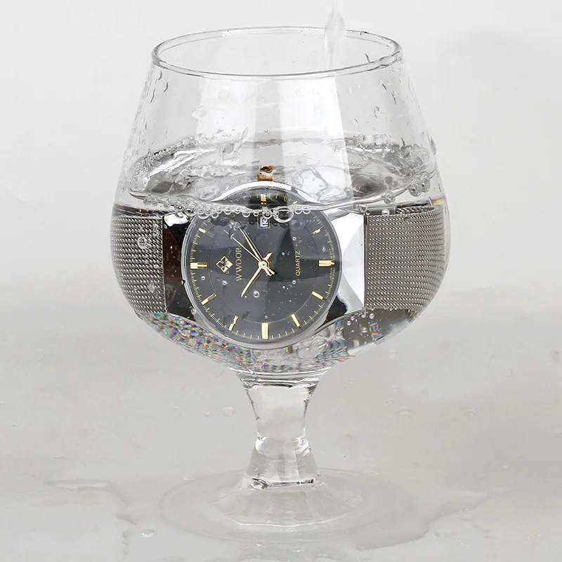 

Luxury Men Watch WWOOR Top Brand Men's Fashion Dress Clock Ultra-Thin Steel Mesh belt Analog Quartz Waterproofwrist Watches Male