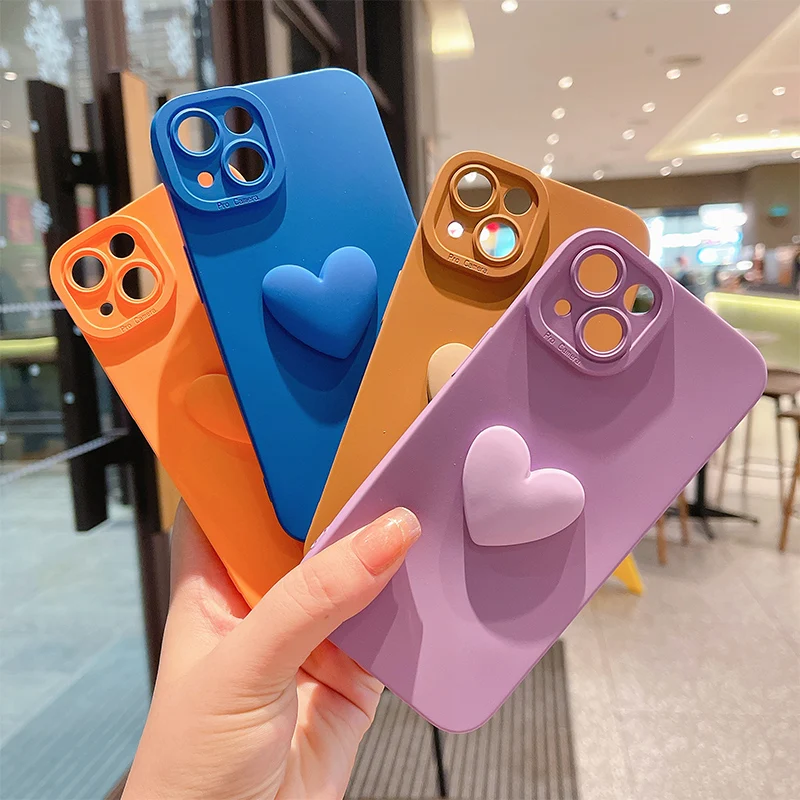 

3D Love Heart Candy Color Case For Xiaomi Mi 11 10T 9 8 Lite 11i Pro 10S CC9 10 Ultra Redmi K20 K30 K30i K40 Note 9 10 11 Cover