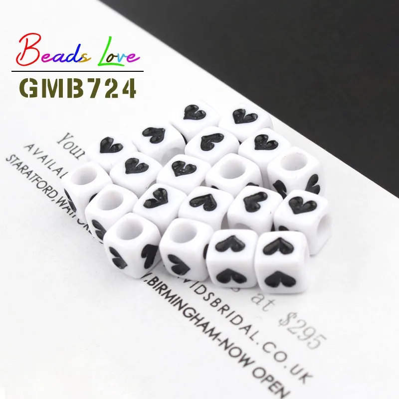 Оптовая продажа Микс 100 шт. белые квадратные сердца акриловые бусины россыпью для