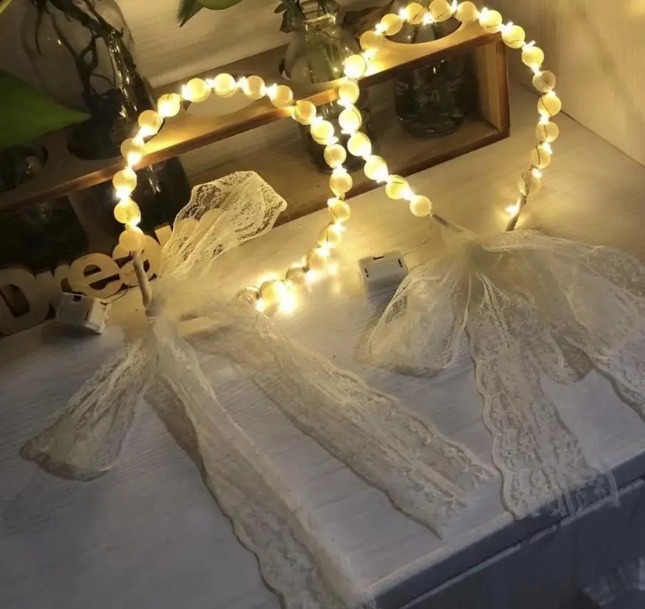 

Light Up Pearl Lace Headband Color Changing LED Hairband Glowing Hair Hoop Party Headwear Accessories 50pcs/lot