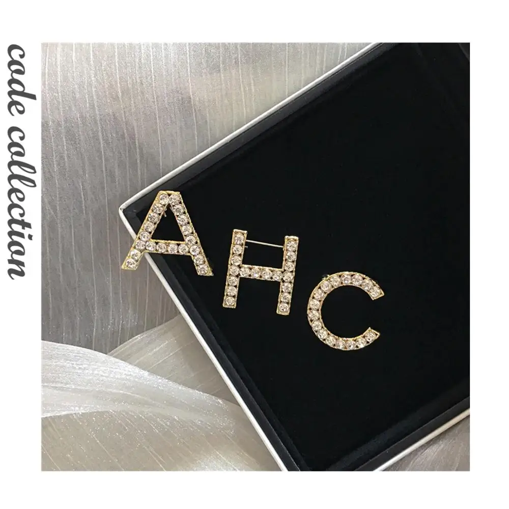 Винтажные броши в форме буквы A C H Элегантная Брошь со стразами подарок