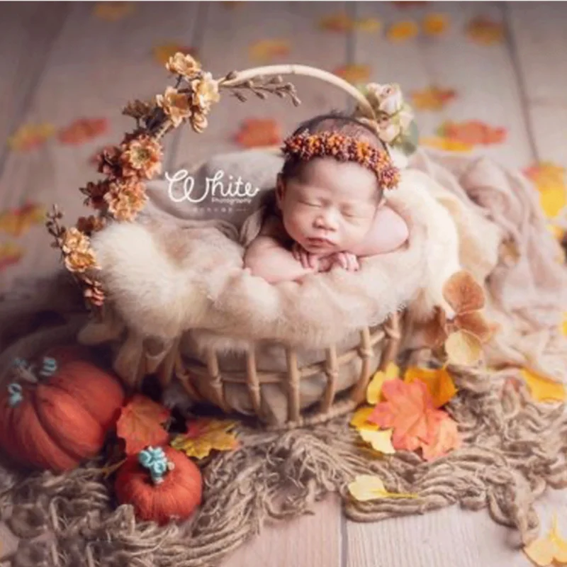 Newborn Photography Props Boy Vintage Woven Rattan Basket Baby Photo Shoot Furniture Posing Chair Photo Bebe Accessoire Bed