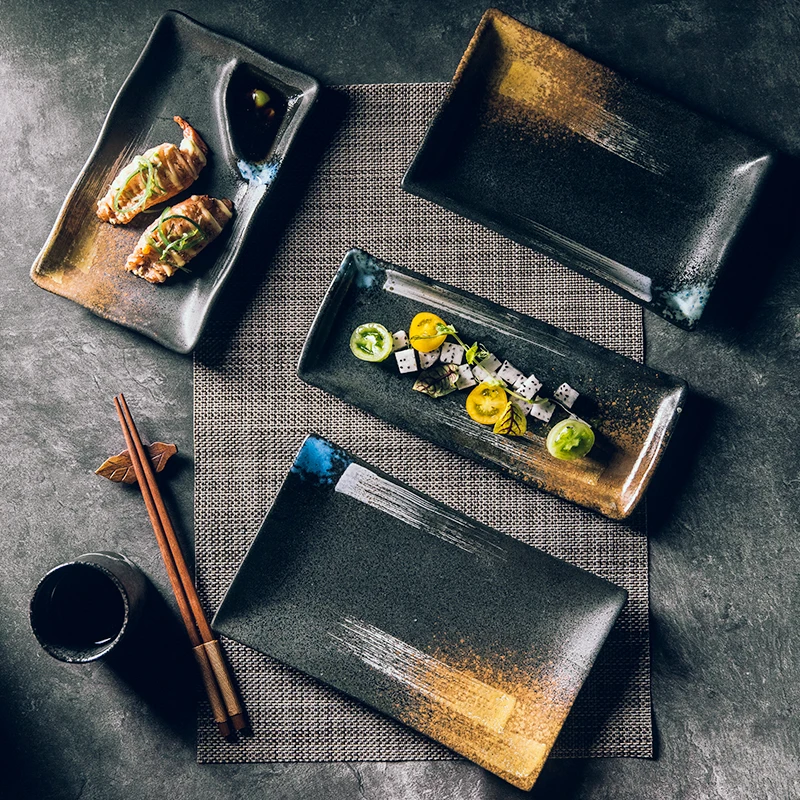 Креативная длинная Квадратная тарелка с разделенной пластиной винтажная