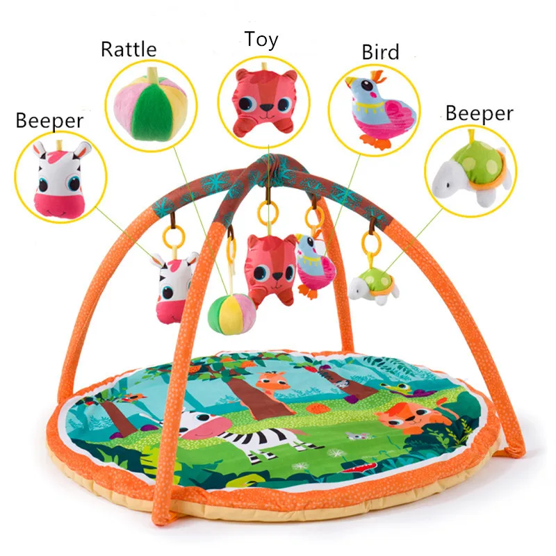 Мягкий хлопковый детский игровой коврик для кошек 90*90*50 см с 5 развивающими