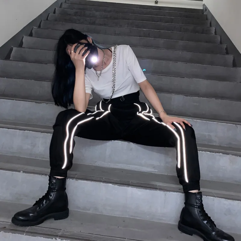 Женские Светоотражающие брюки-карго Y Demo Techwear с высокой талией модная одежда 2020 |