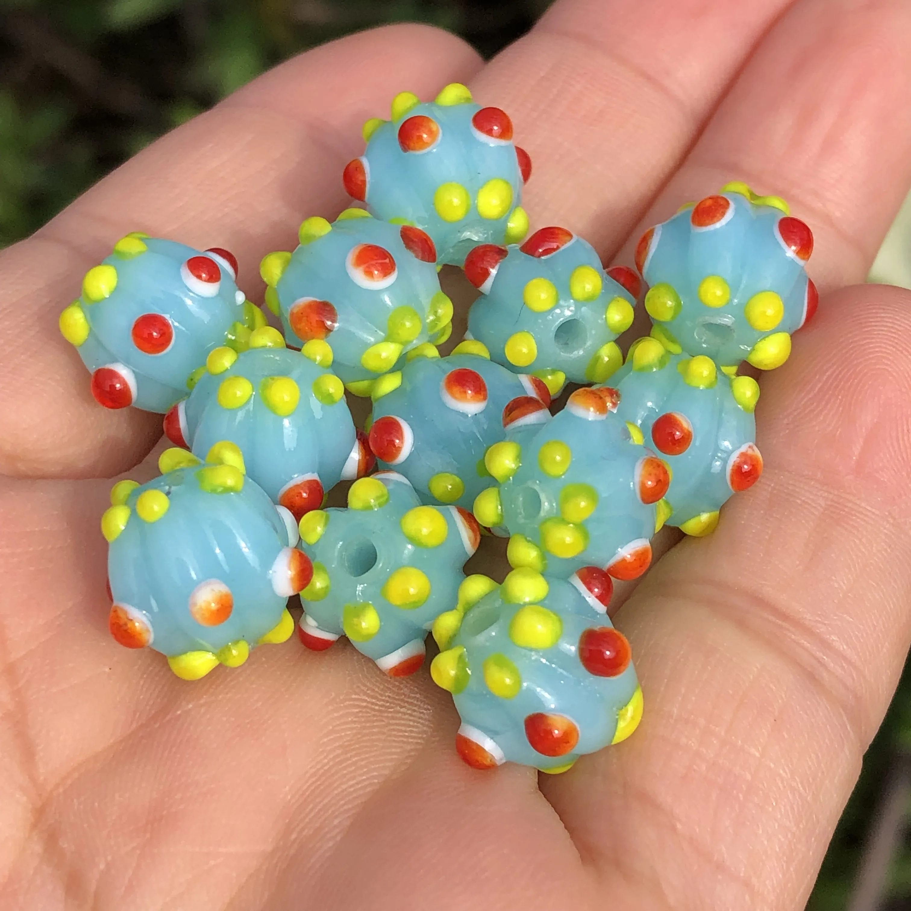 

10mm Large Murano Mint Green Pumpkin Spot Lampwork Glass Loose Spacer Beads For Jewerly Making Diy Bracelet Earring Accessories