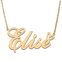 love heart elise name necklace for women stainless steel gold silver nameplate pendant femme mother child girls gift
