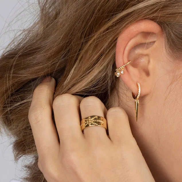 2021 Горячая Мода прямая Спайка серьга в виде кольца cz лакомство золотой цвет