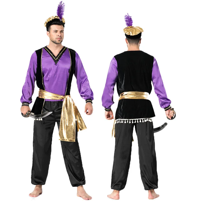 MSemis Kids Boys Arabian Prince Costumes Cap Sleeves Waistcoat with Pants for Halloween Cosplay Fancy Holiday Parties Dress Up |