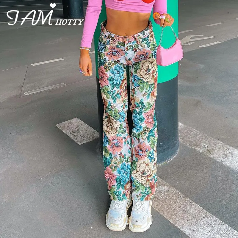 

Big Floral Print Harajuku Loose Sweatpants Women Vintage High Waist Straight Casual Pants Capris Korean Style Trousers Iamhotty