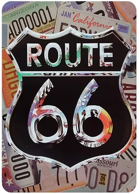 

Tin Sign Route 66 for Decor 12" X 8" Inches, Suitable for Bar/Cafe/Home Kitchen/Restaurant/Dorm/Garage/Man Cave/Lounge Decor
