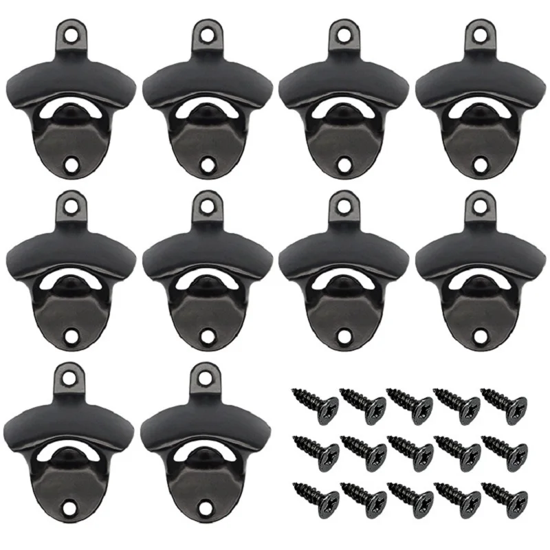10 pack retro bottle opener wall mounted zinc alloy bar beer openers tools with screws three colors avaliable kitchen gadgets free global shipping