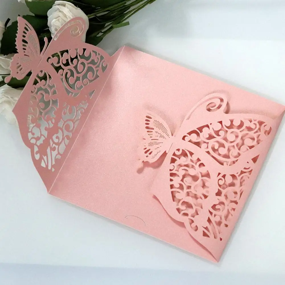 10 шт. свадебные пригласительные открытки пустотелая бумага с бабочками и Обложка