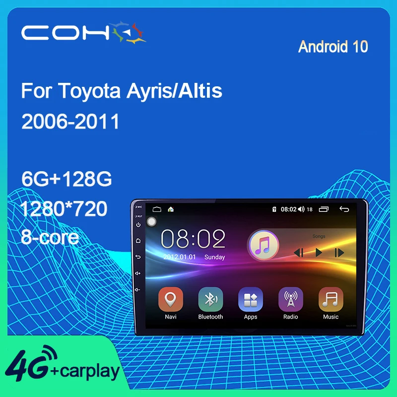 COHO Android 10 для Toyota Auris 2006-2011 плеер стерео аудио радио GPS навигация Основной блок 8