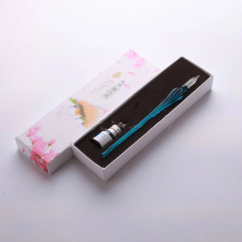 

Vintage Handmade Glass Dip Signature Ink Fountain Pen Writing Tool Offices School Stationery With Gift Box